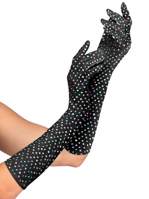 Dlouhé Lesklé Rukavice - Černé