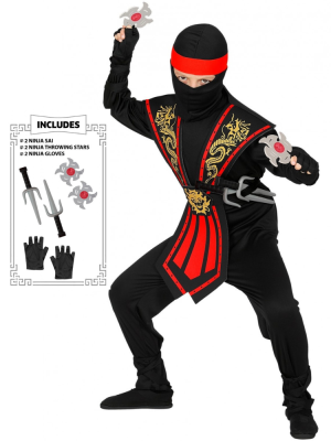 Kostým Ninja se Zbraní Červený